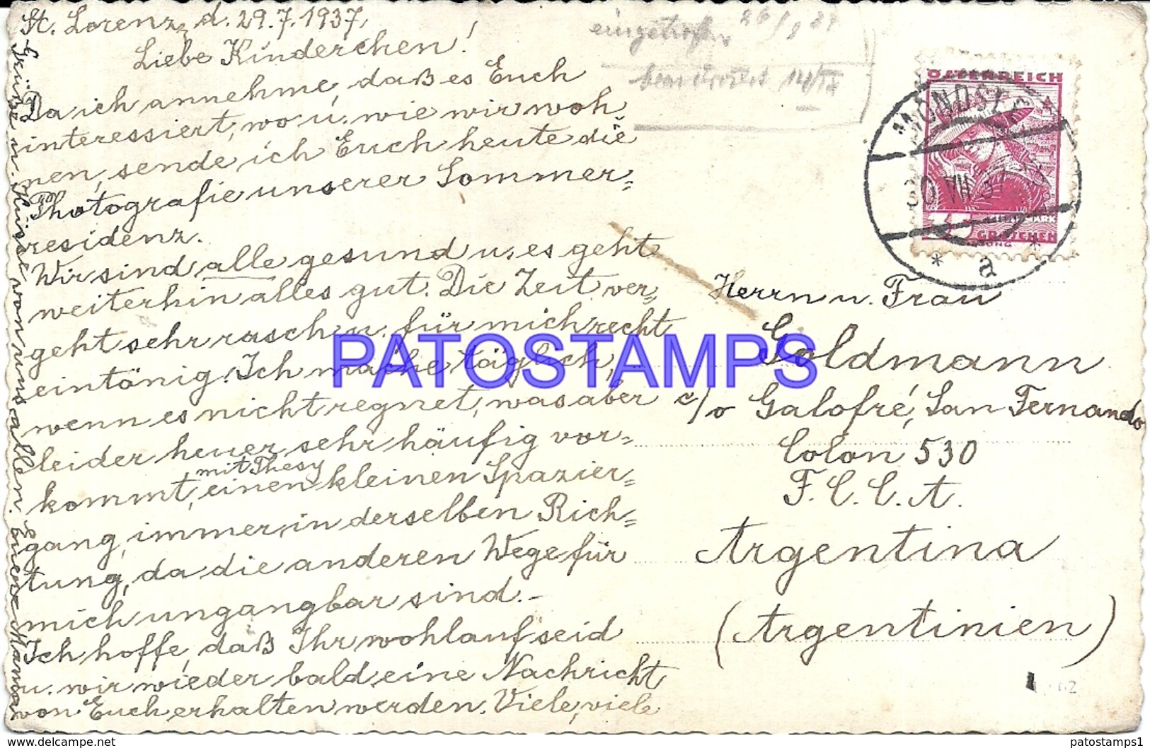 104128 AUSTRIA MONDSEE VIEW HOUSE CIRCULATED TO ARGENTINA POSTAL POSTCARD - Autres & Non Classés