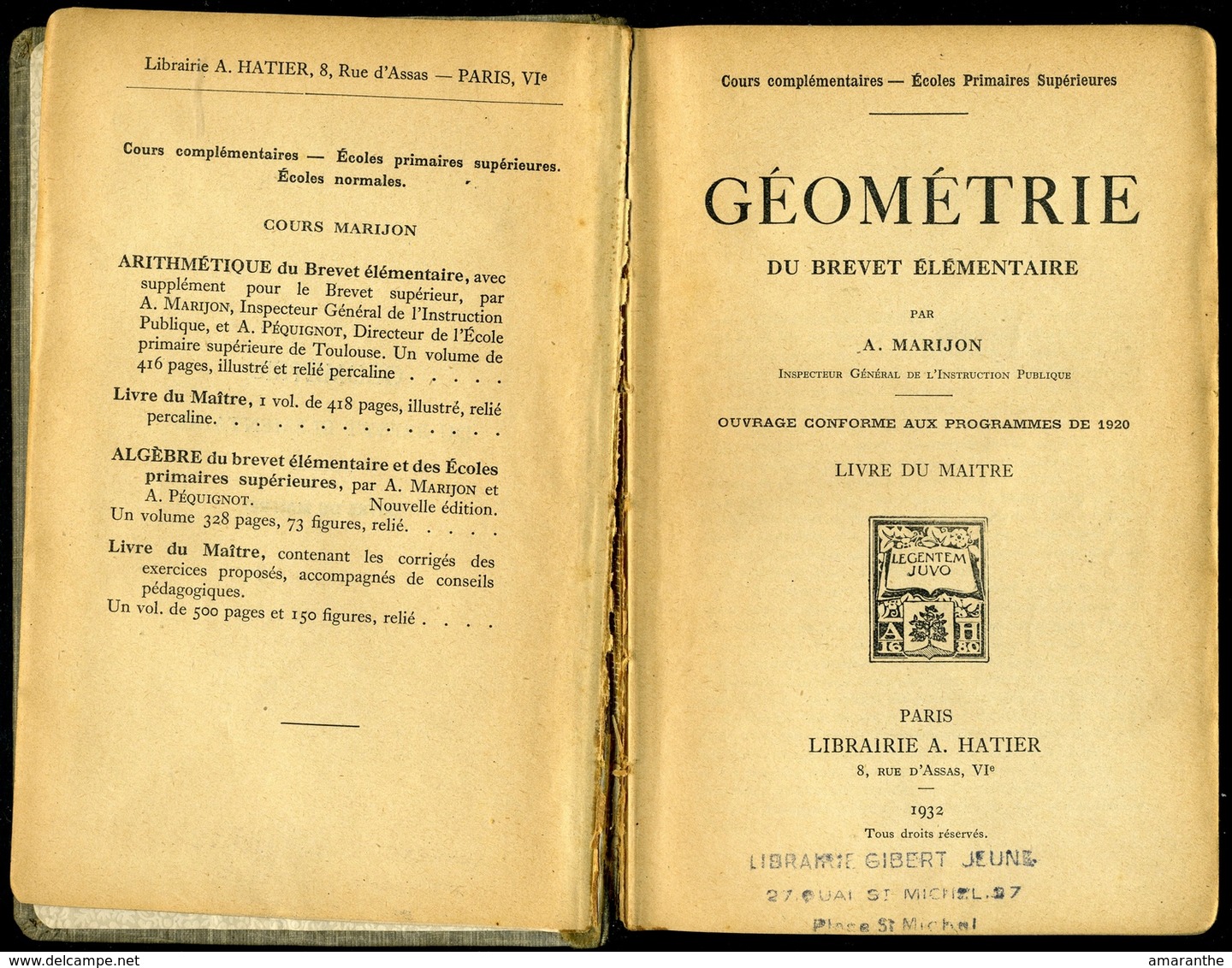 GEOMETRIE Du Brevet Elémentaire 1932 - 12-18 Ans