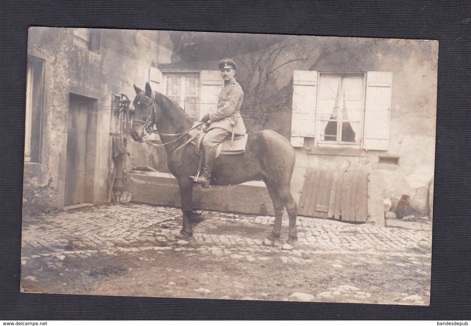 Carte Photo Animée Guerre 14-18 Portrait Militaire à Cheval Deutsche Armee Allemande  Felix Archen Marange Silvange - Otros & Sin Clasificación