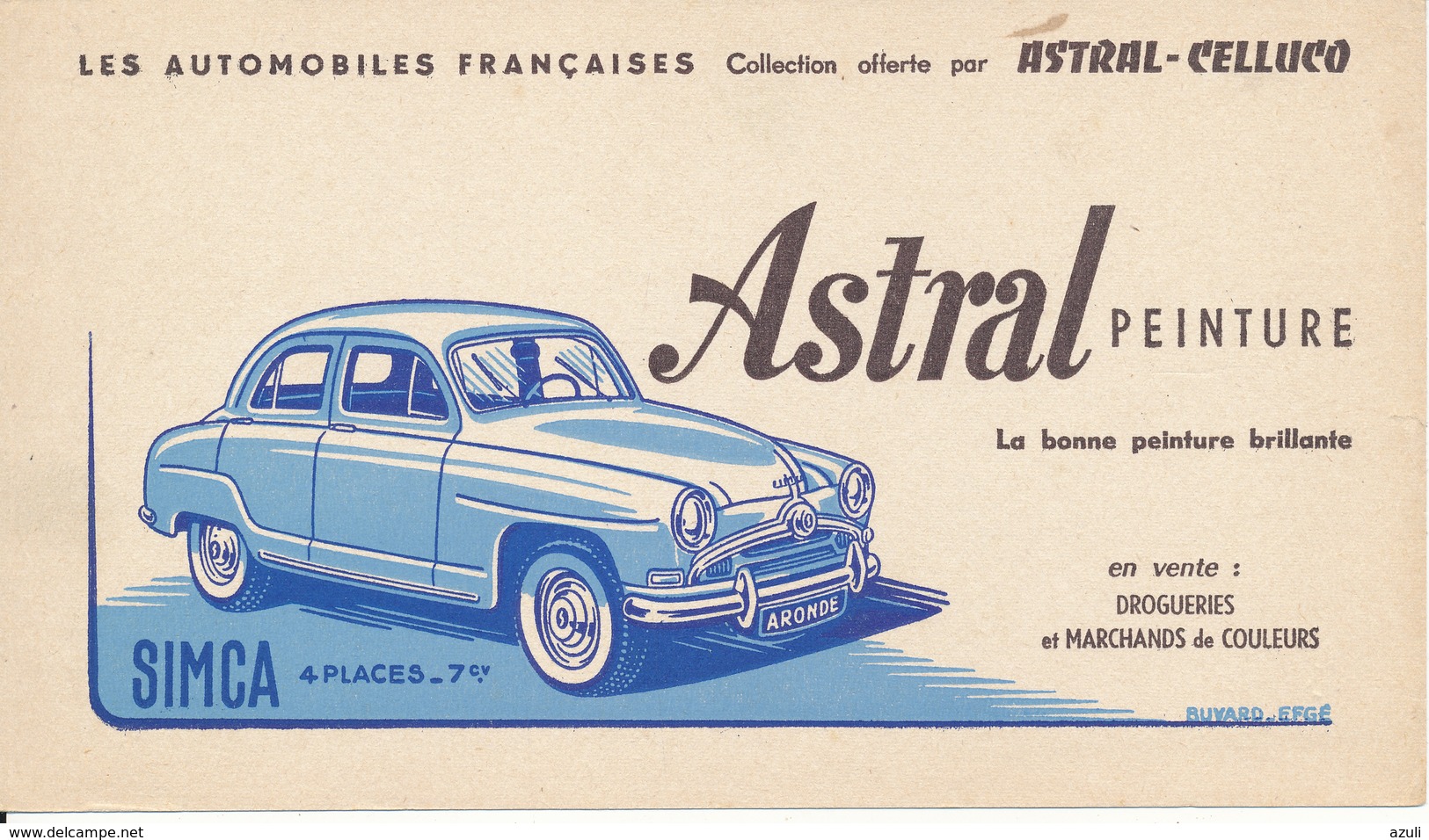 BUVARD - Peinture Astral, Automobile Simca - Peintures