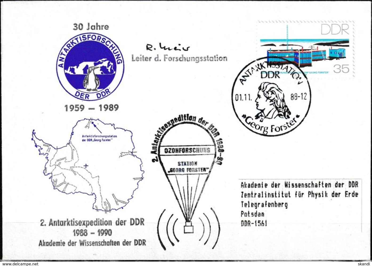 DDR 1988 2. Antarktisexpedition Der DDR Brief - Onderzoeksstations