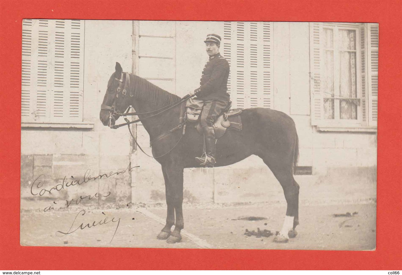 10 Bar Sur Aube 1912 Officier De La Prévauté Sur Son Cheval Et Harnachement Gendarmerie Cp-photo Sans éditeur Dos Scanné - Personnages