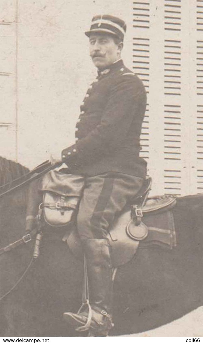 10 Bar Sur Aube 1912 Officier De La Prévauté Sur Son Cheval Et Harnachement Gendarmerie Cp-photo Sans éditeur Dos Scanné - Personnages