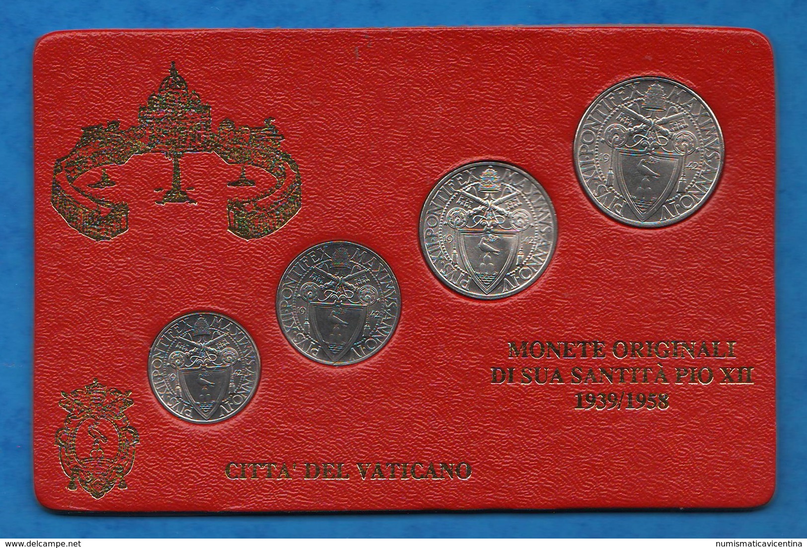 Vaticano 0.20 + 0.50 + 1 + 2 Lire 1942 Papa Pio XII Papal Vatikan State - Vaticano