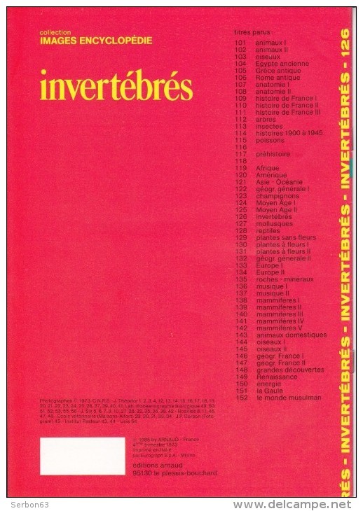 DOCUMENTATION SCOLAIRE EDITIONS ARNAUD N°126 INVERTÉBRÉS MÉTAZOAIRES COELENTERES TÉNIA 16 PAGES COULEUR - SITE Serbon63 - Fiches Didactiques