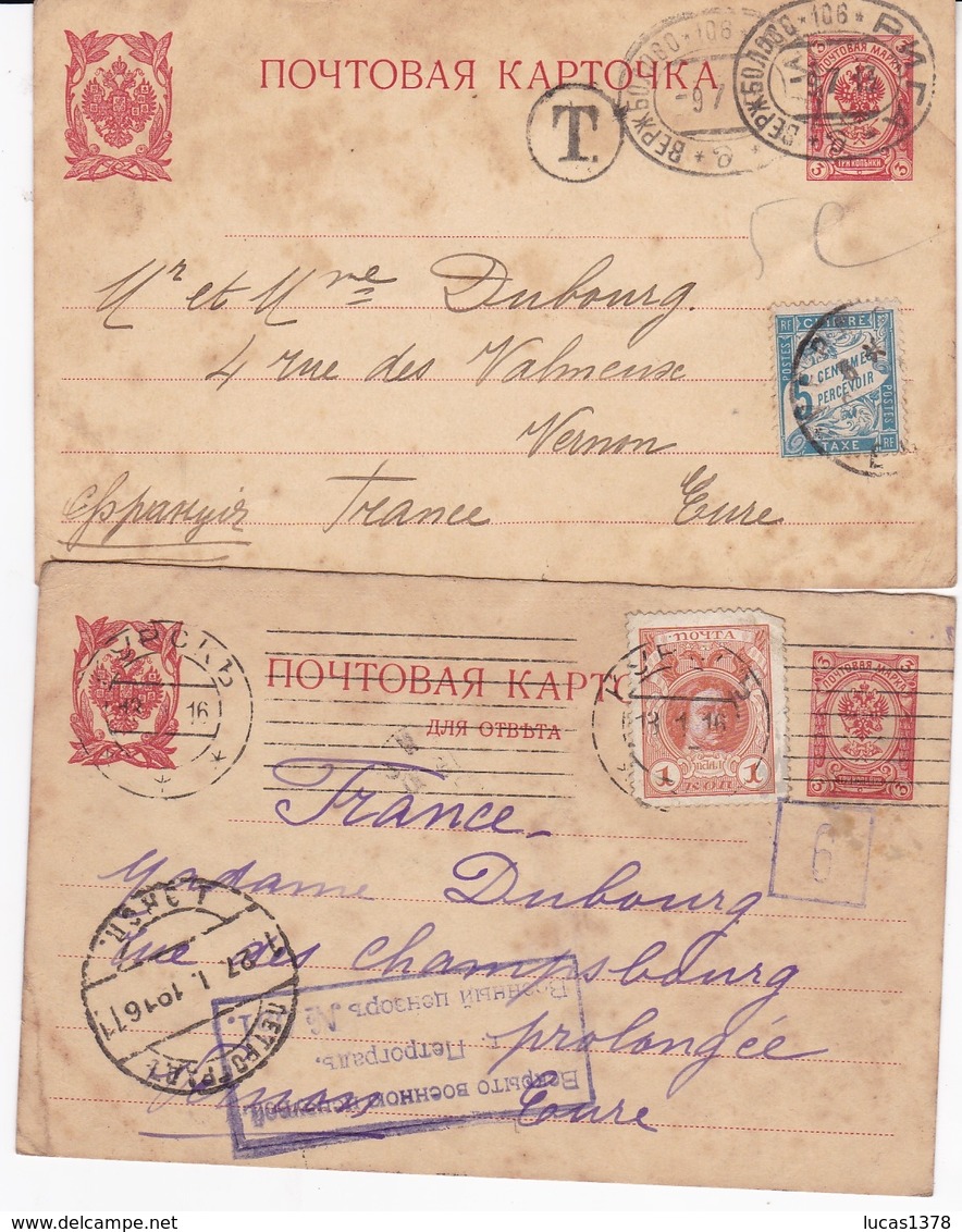 2 TRES BEAUX ENTIERS POSTAUX RUSSE / DONT 1 TAXE A 5C ET L AUTRE TAMPONNE BUREAU .... - Ganzsachen