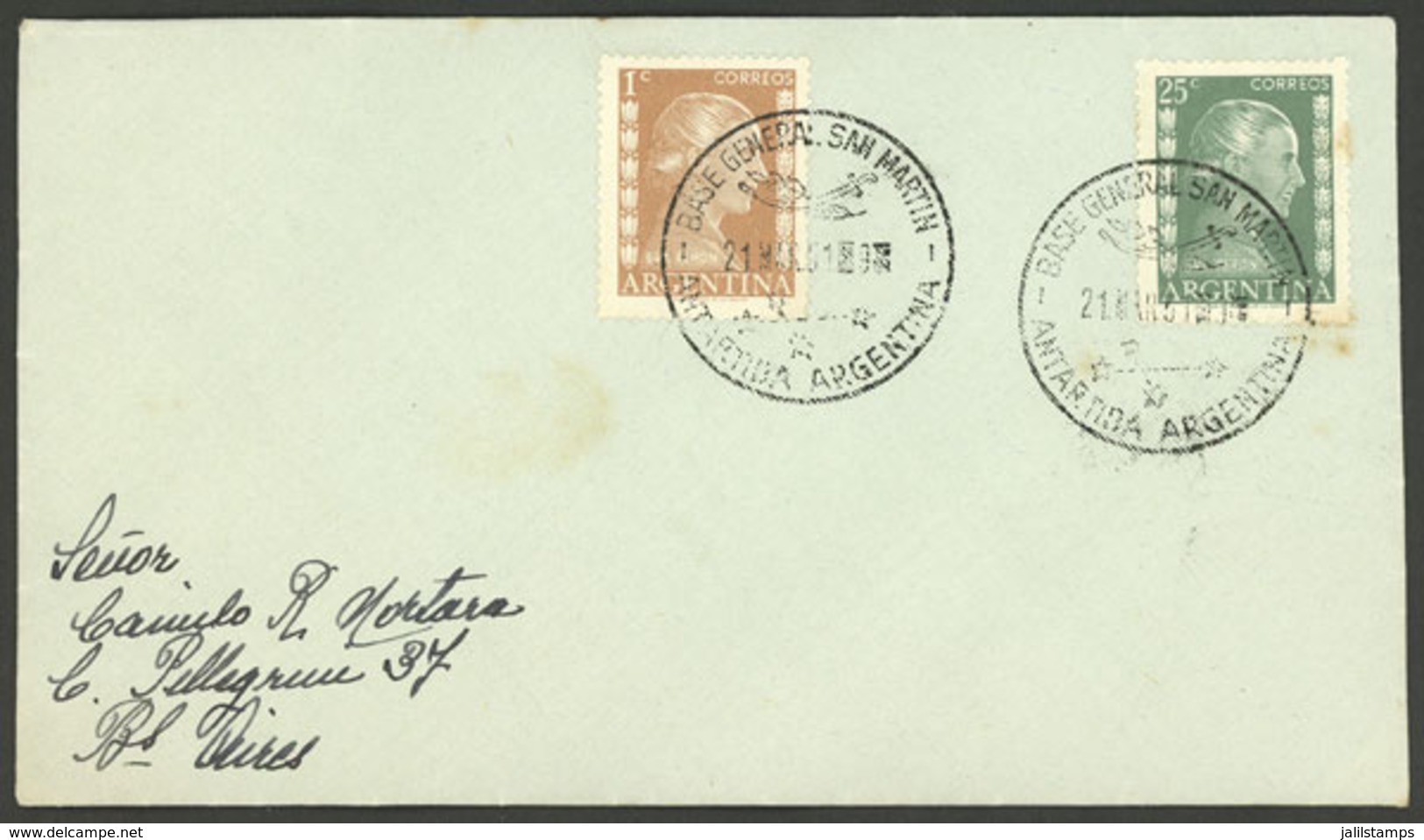 ARGENTINE ANTARCTICA: Airmail Cover Sent To Buenos Aires On 21/MAR/1951 Franked With 260c., Datestamped In GRAL. SAN MAR - Briefe U. Dokumente