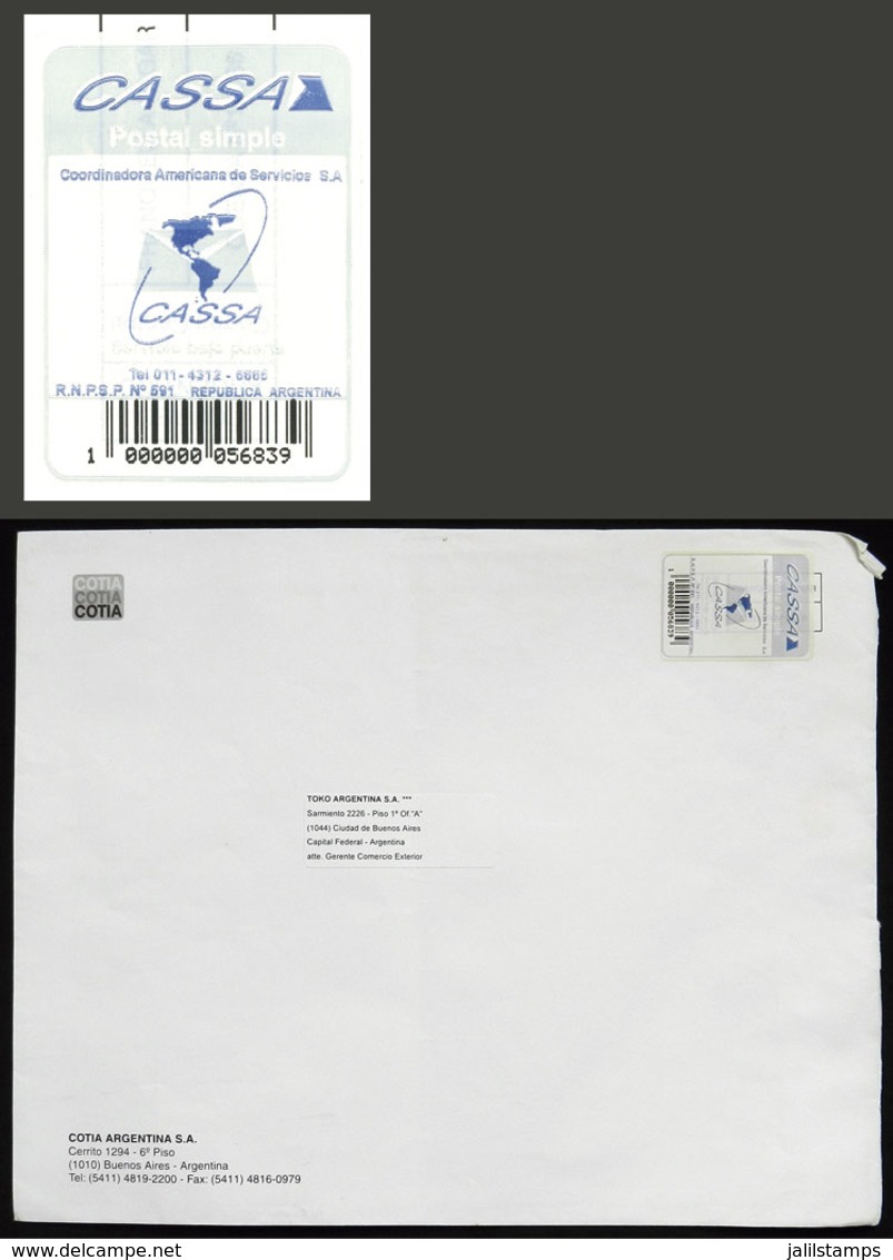 ARGENTINA: CASSA: Used Cover With Label Of This Post, VF Quality, Rare! - Other & Unclassified