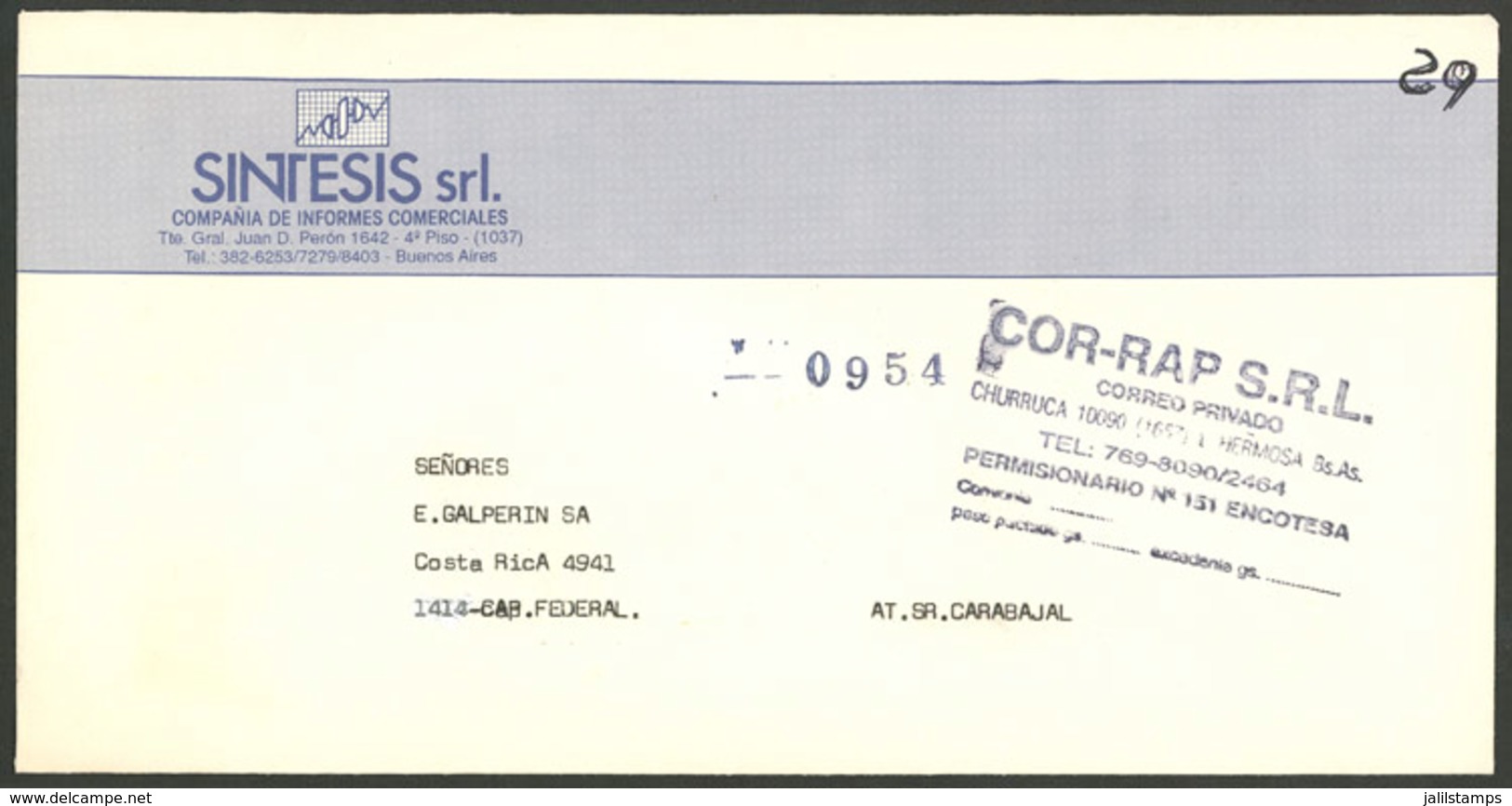 ARGENTINA: COR-RAP S.R.L.: Used Cover With Marks Of This Post, VF Quality - Andere & Zonder Classificatie