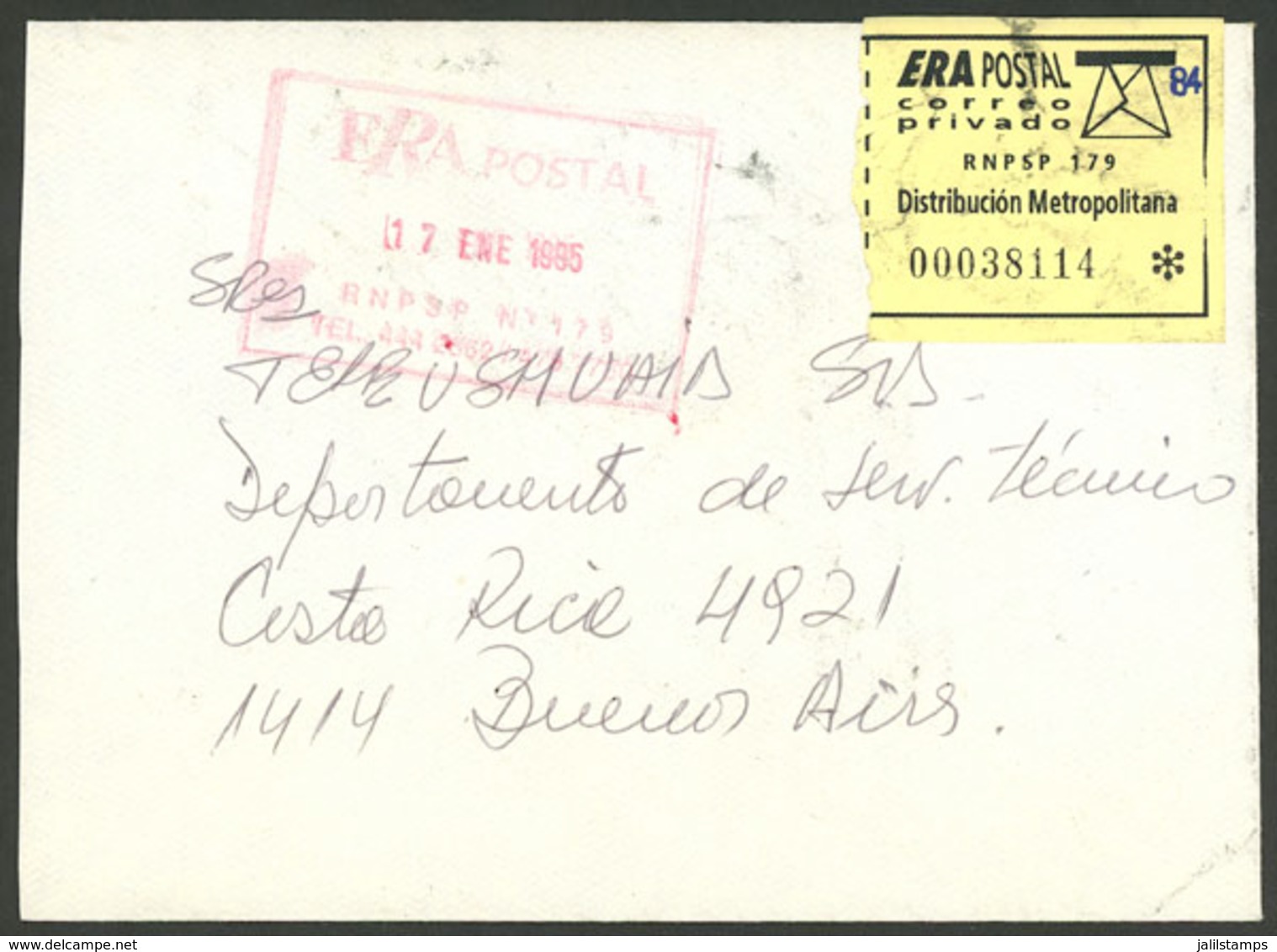 ARGENTINA: ERA POSTAL: Cover Used On 17/JA/1985, With Marks Of This Post, VF Quality - Andere & Zonder Classificatie