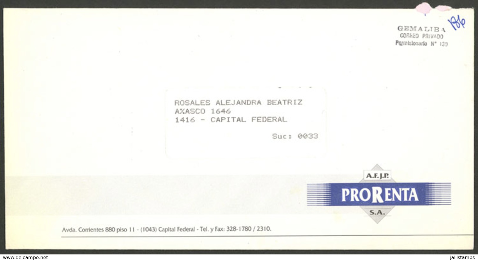 ARGENTINA: GEMA LIBA: Used Cover With Mark Of This Post, VF Quality - Andere & Zonder Classificatie