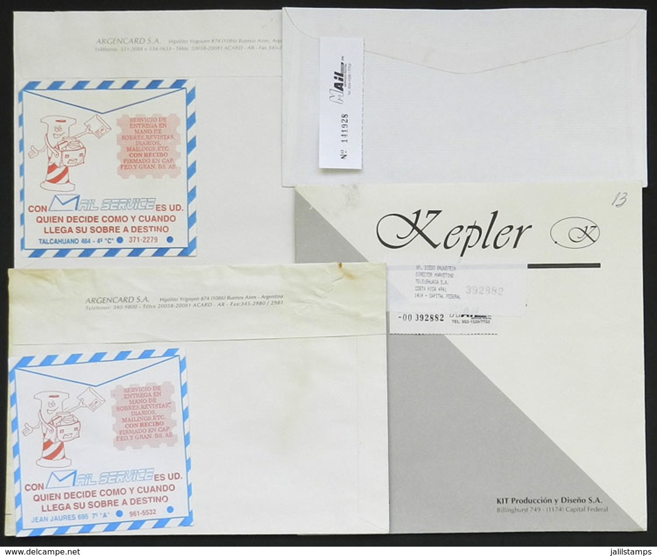 ARGENTINA: MAIL CENTER & MAIL SERVICE: 4 Used Covers With Marks Of These Companies, VF Quality - Andere & Zonder Classificatie