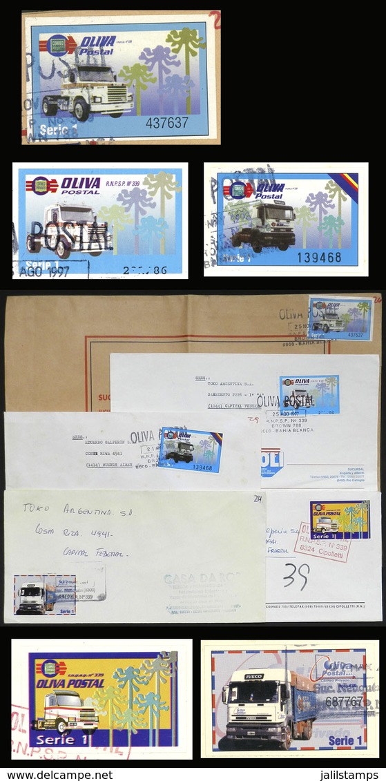 ARGENTINA: OLIVA POSTAL: 5 Covers Used In The Late 1990s With Labels Of This Post, VF Quality - Andere & Zonder Classificatie
