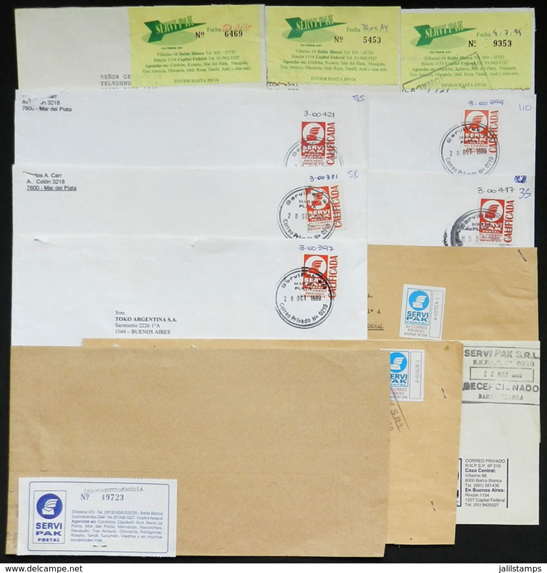 ARGENTINA: SERVI PAK: 12 Covers Used Between Circa 1994 And 1999 With Marks And Labels Of This Post, VF Quality - Sonstige & Ohne Zuordnung