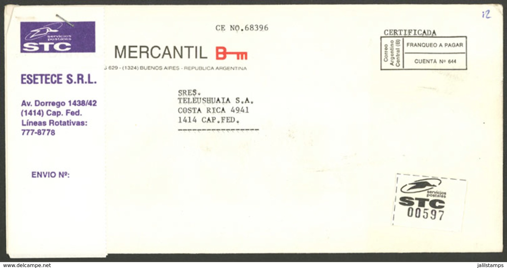 ARGENTINA: STC: Used Cover With Marks Of This Post, VF Quality - Sonstige & Ohne Zuordnung