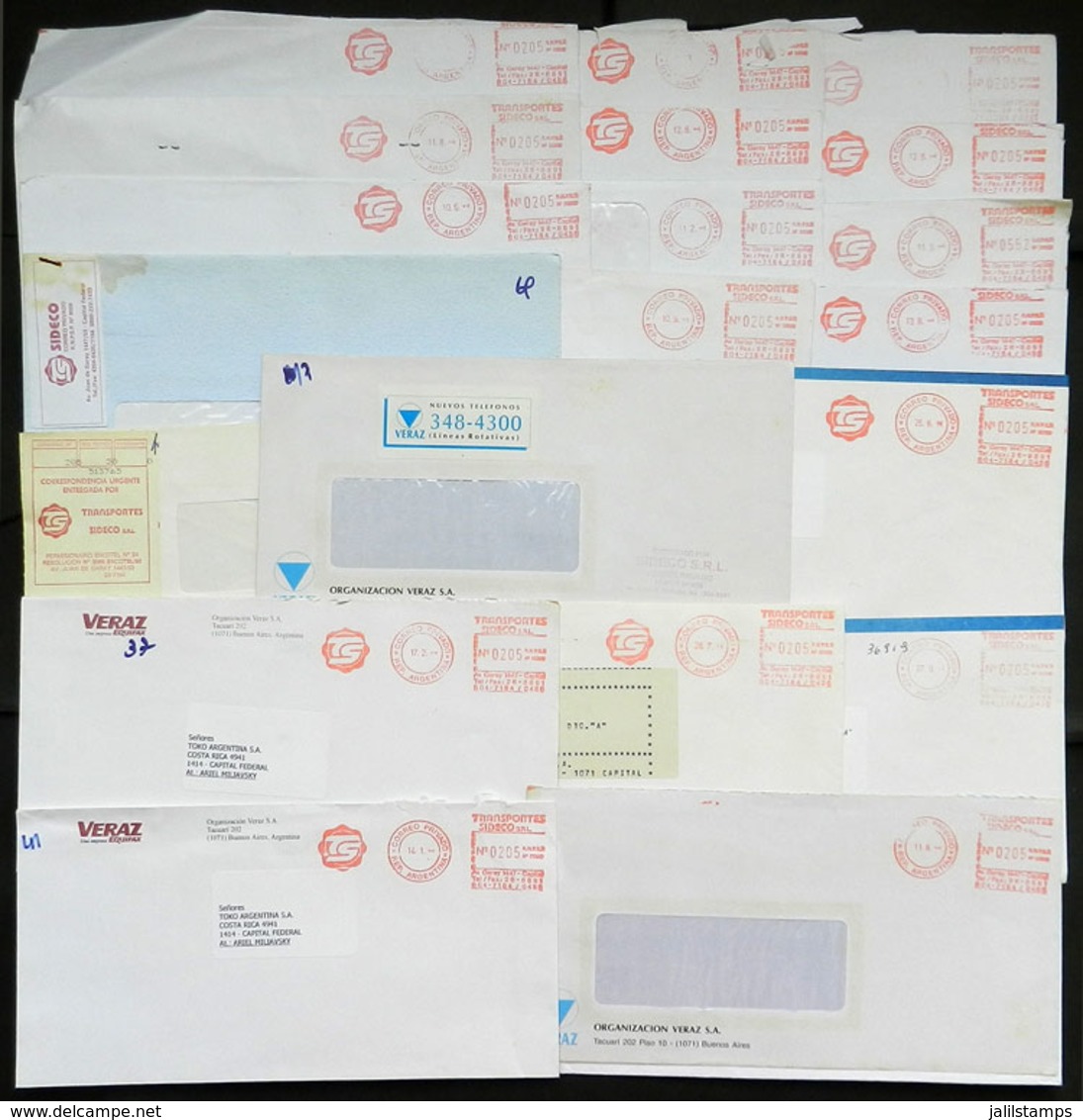 ARGENTINA: TRANSPORTES SIDECO: 20 Used Covers With Marks Of This Post, VF General Quality - Sonstige & Ohne Zuordnung