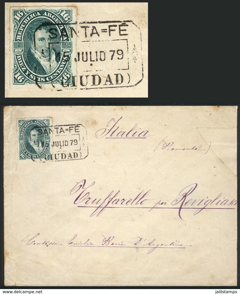 ARGENTINA: Cover Sent To Italy On 15/JUL/1879, Franked By GJ.50 With Rectangular Datestamp Of SANTA FE Perfectly Applied - Brieven En Documenten