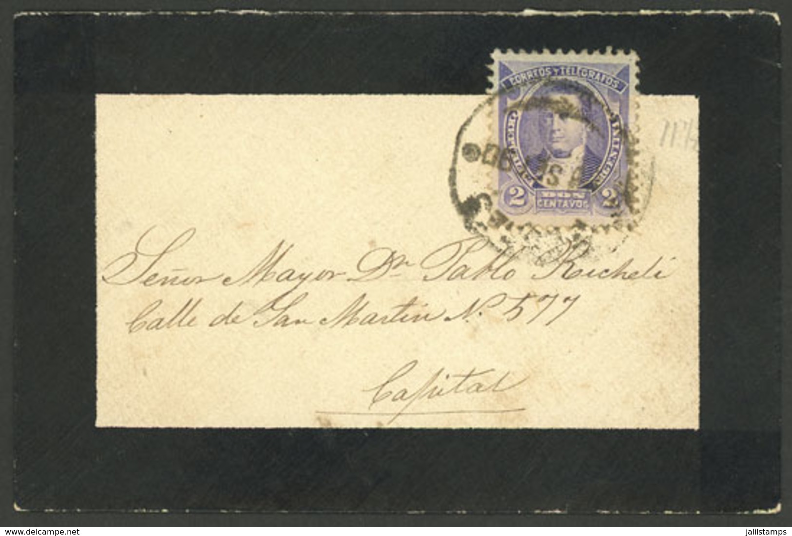 ARGENTINA: Mourning Cover Used In Buenos Aires In SE/1890, Franked With 2c. Derqui, VF Quality - Brieven En Documenten