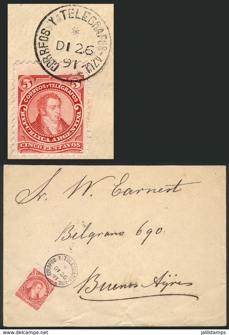 ARGENTINA: Cover Franked With 5c. (GJ.106) Sent From AZUL To Buenos Aires On 26/DE/1891, VF! - Brieven En Documenten