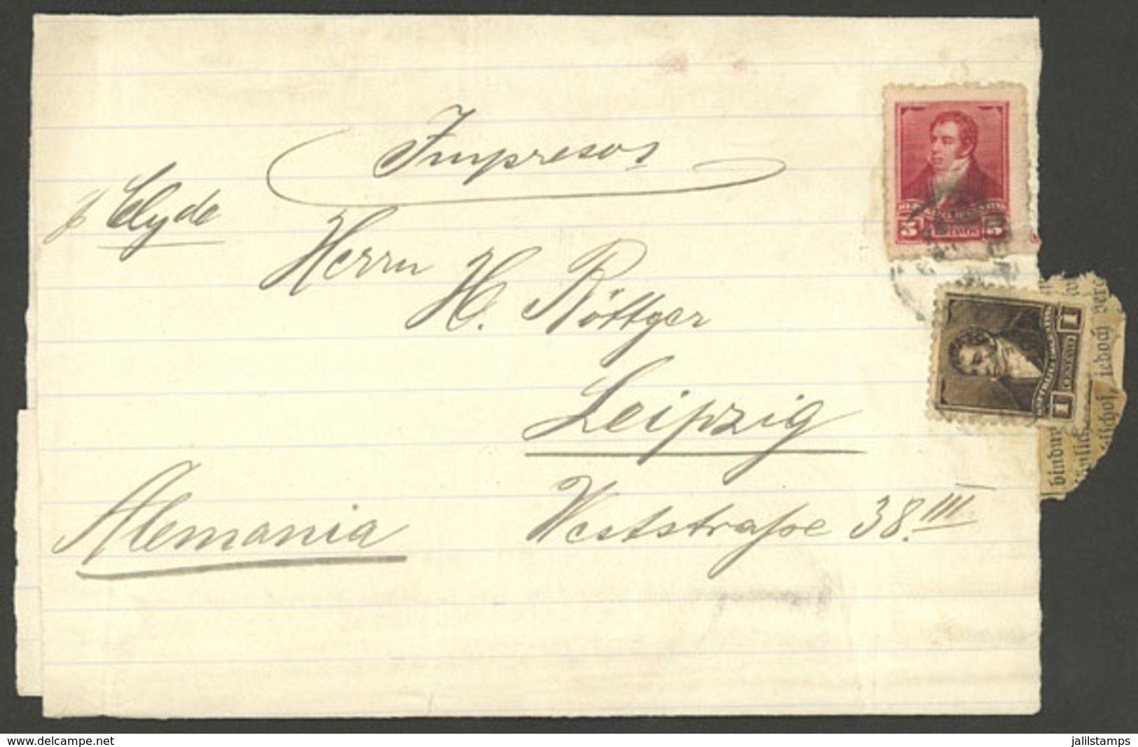 ARGENTINA: Wrapper Sent To Leipzig (Germany) Circa 1894, Franked With 1c And 5c. Rivadavia, VF Quality - Briefe U. Dokumente