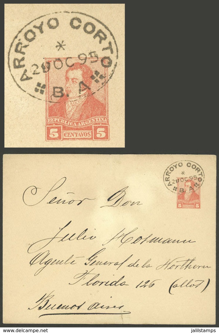 ARGENTINA: 5c. Stationery Envelope Sent To Buenos Aires On 29/OC/1895 With Oval Datestamp Of ARROYO CORTO (Buenos Aires) - Brieven En Documenten