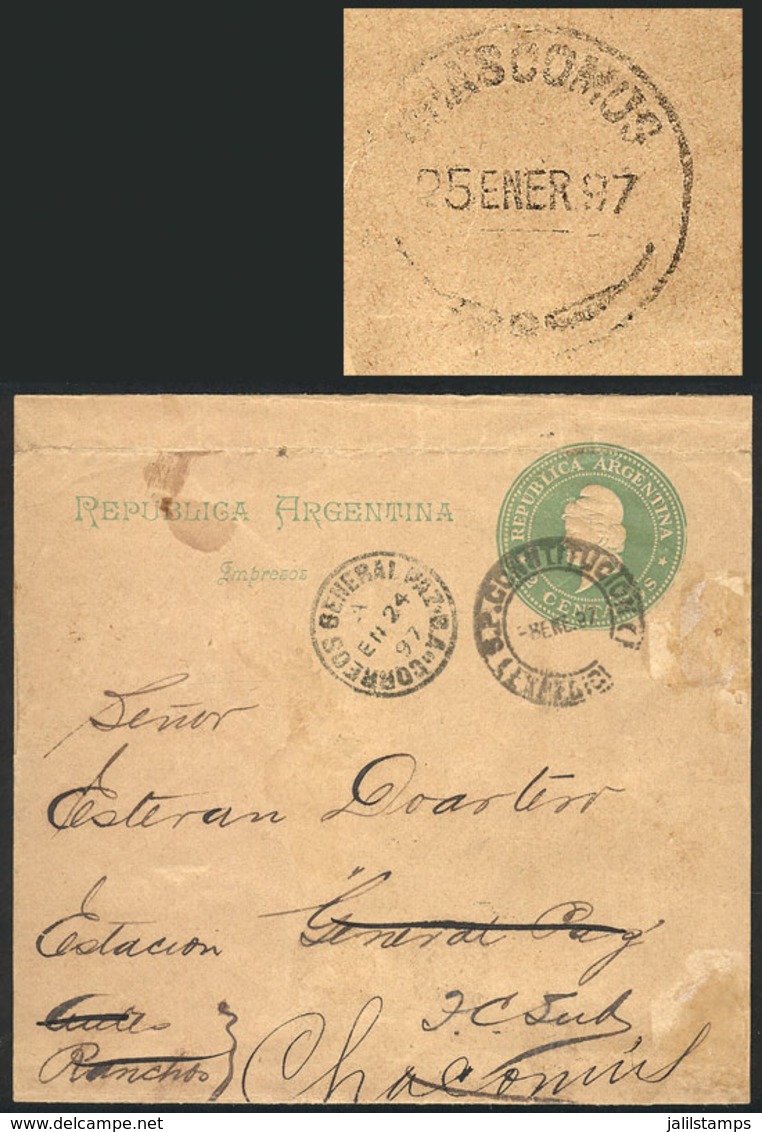 ARGENTINA: 2c. Wrapper Sent From Buenos Aires (SUCURSAL PLAZA CONSTITUCION) To General Paz, Then Forwarded On 24/JA To C - Brieven En Documenten