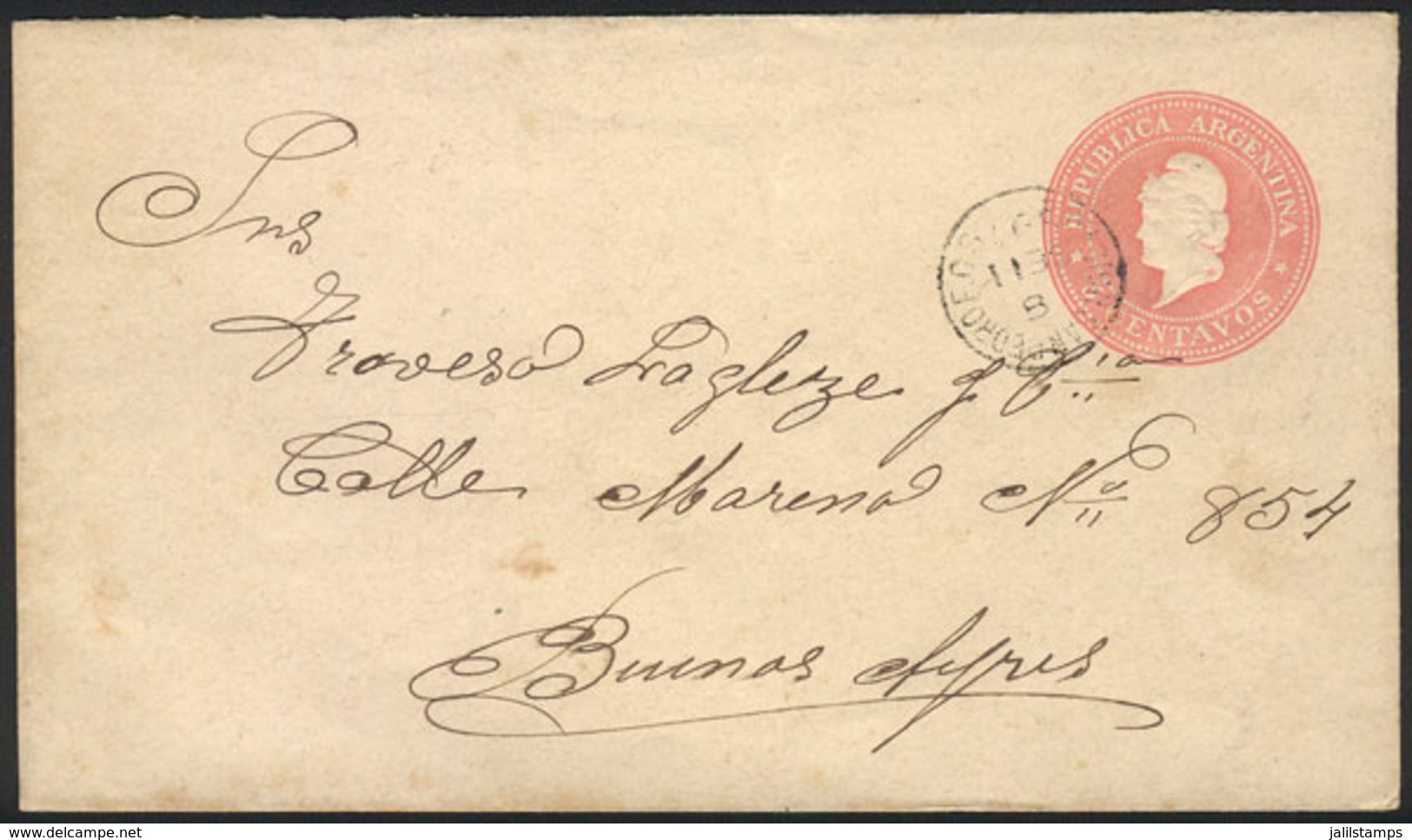 ARGENTINA: 5c. Stationery Envelope Sent From PILA To Buenos Aires On 11/SE/1897, Cancelled ESTACIÓN SAN PEDRO F.C.S., VF - Briefe U. Dokumente