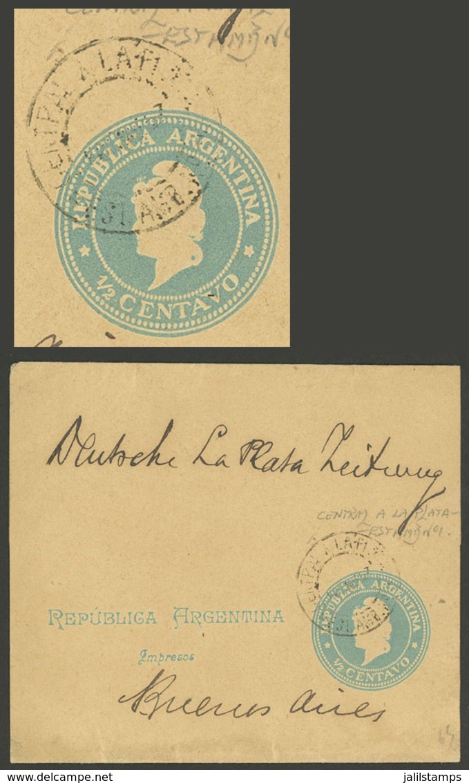 ARGENTINA: Circa 1900: ½c. Wrapper Sent To Buenos Aires, Cancelled "CENTRAL A LA PLATA - EST. AMB. Nº1", VF Quality" - Briefe U. Dokumente