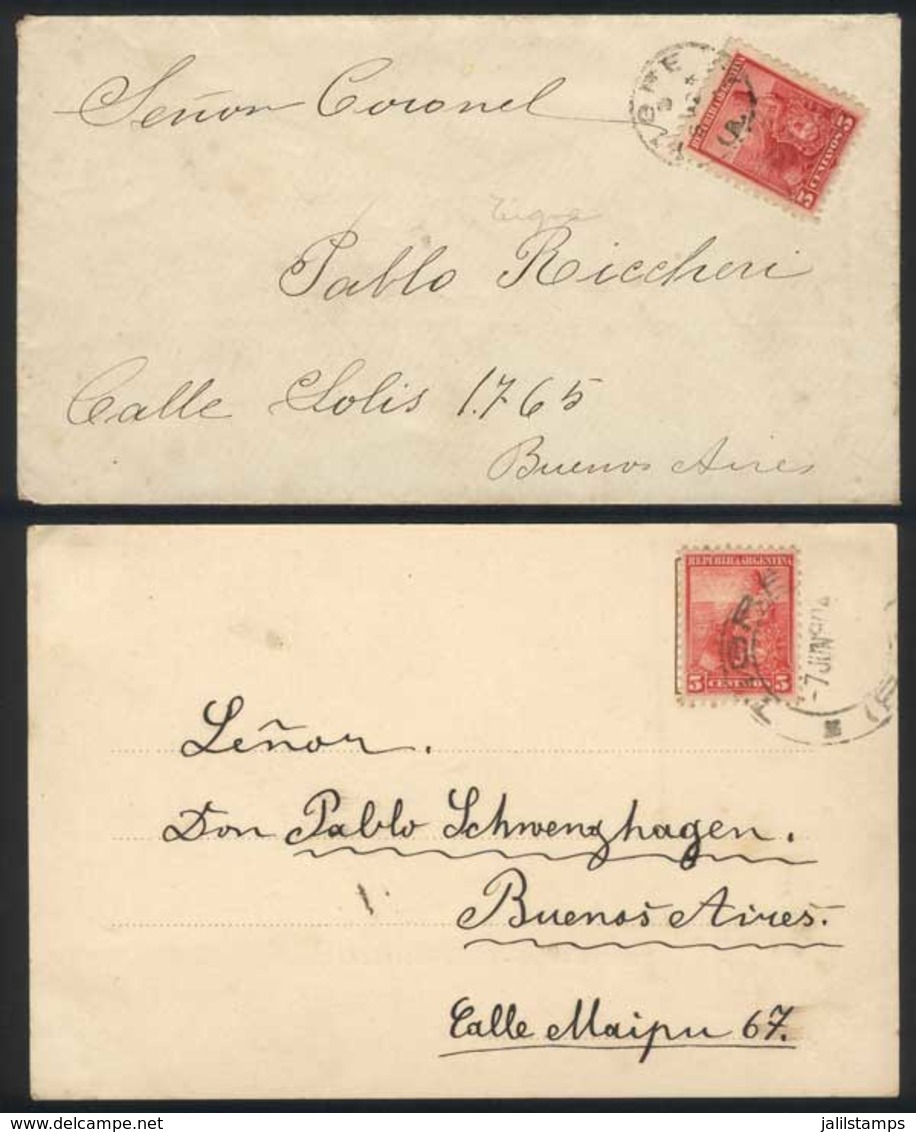 ARGENTINA: Cover And Postcard (Tigre, Rio Luján, Panorama Of Isla Flora), Both Franked By GJ.222, With Small Circle And  - Briefe U. Dokumente