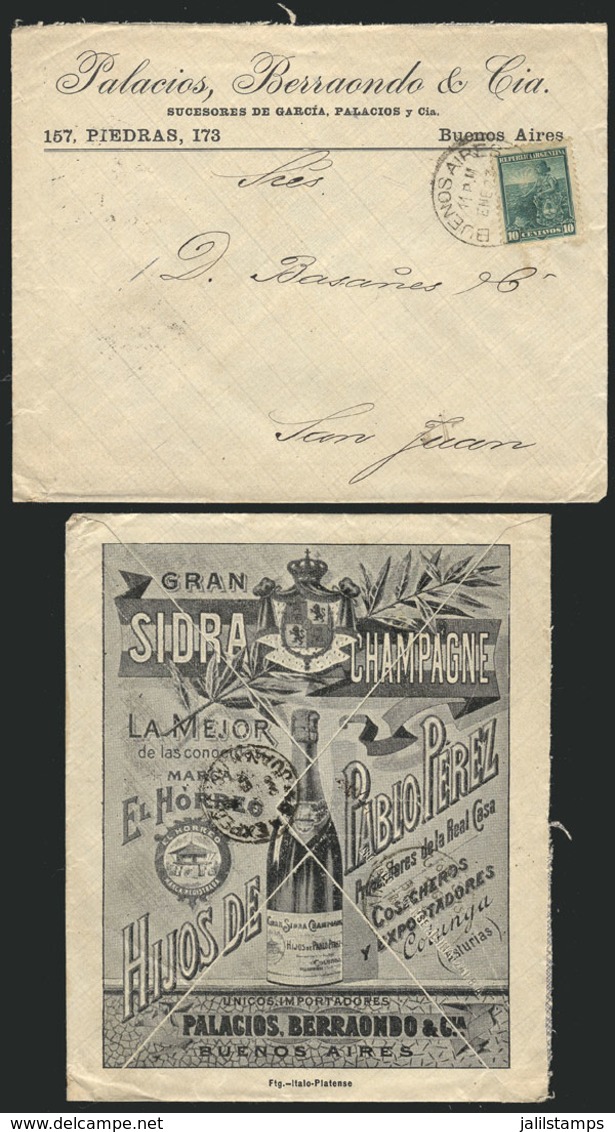 ARGENTINA: Cover With Advertising On Front And Back For Journal "El Horreo Cider And Champagne", Franked With 10c. Seate - Brieven En Documenten
