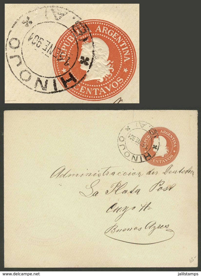 ARGENTINA: 5c. Stationery Envelope Sent To Buenos Aires On 13/JA/1901, Datestamped In HINOJO (Buenos Aires), Small Tear - Briefe U. Dokumente