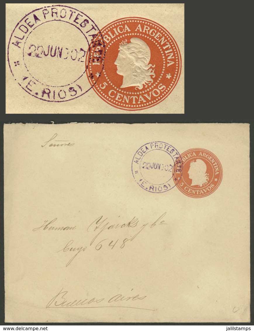 ARGENTINA: 5c. Stationery Envelope Sent To Buenos Aires On 22/JUN/1900, With Datestamp Of ALDEA PROTESTANTE (Entre Ríos) - Briefe U. Dokumente