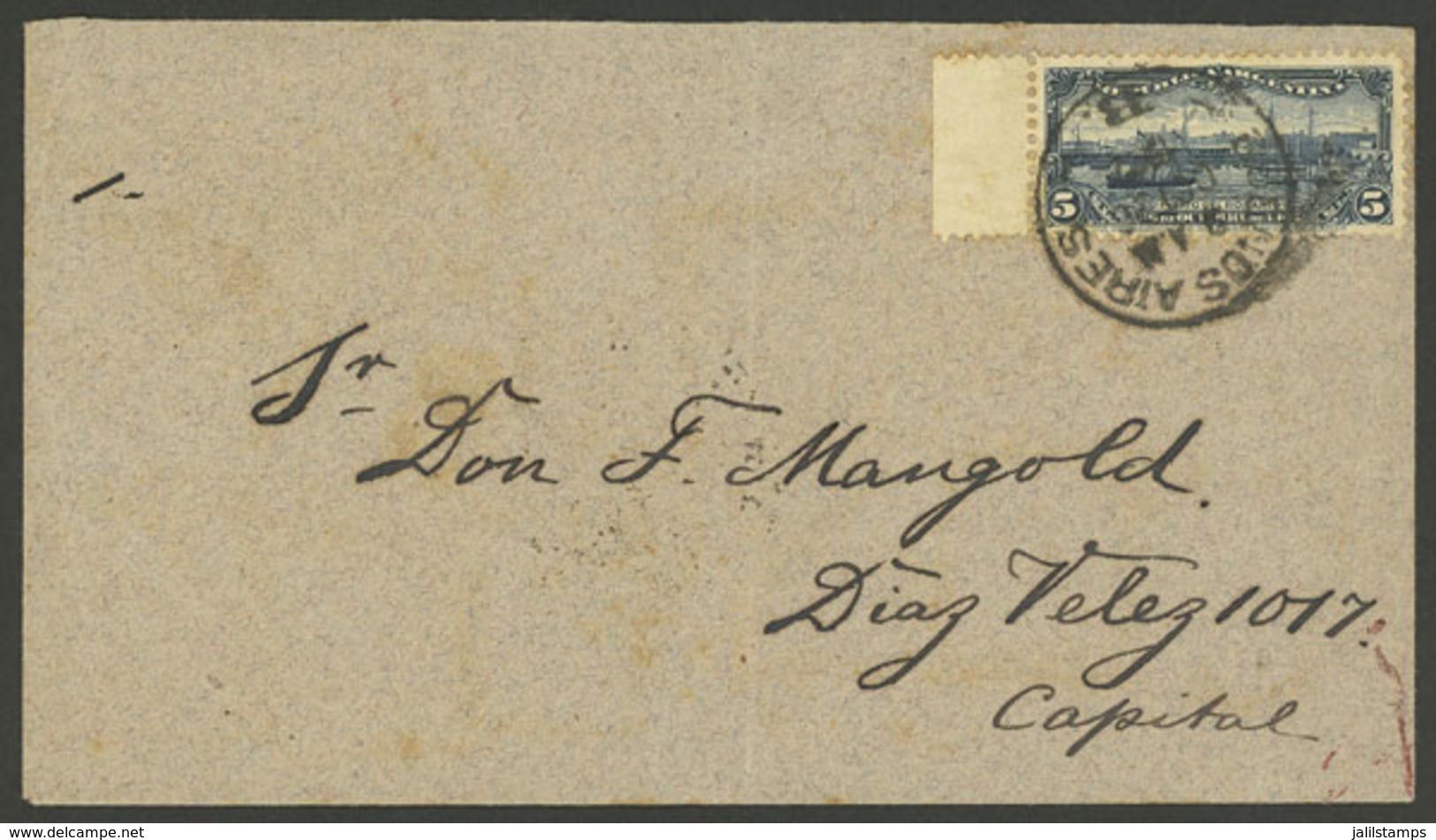 ARGENTINA: 26/OC/1902: Buenos Aires, Cover Franked With 5c. Port Of Rosario, VF Quality - Briefe U. Dokumente