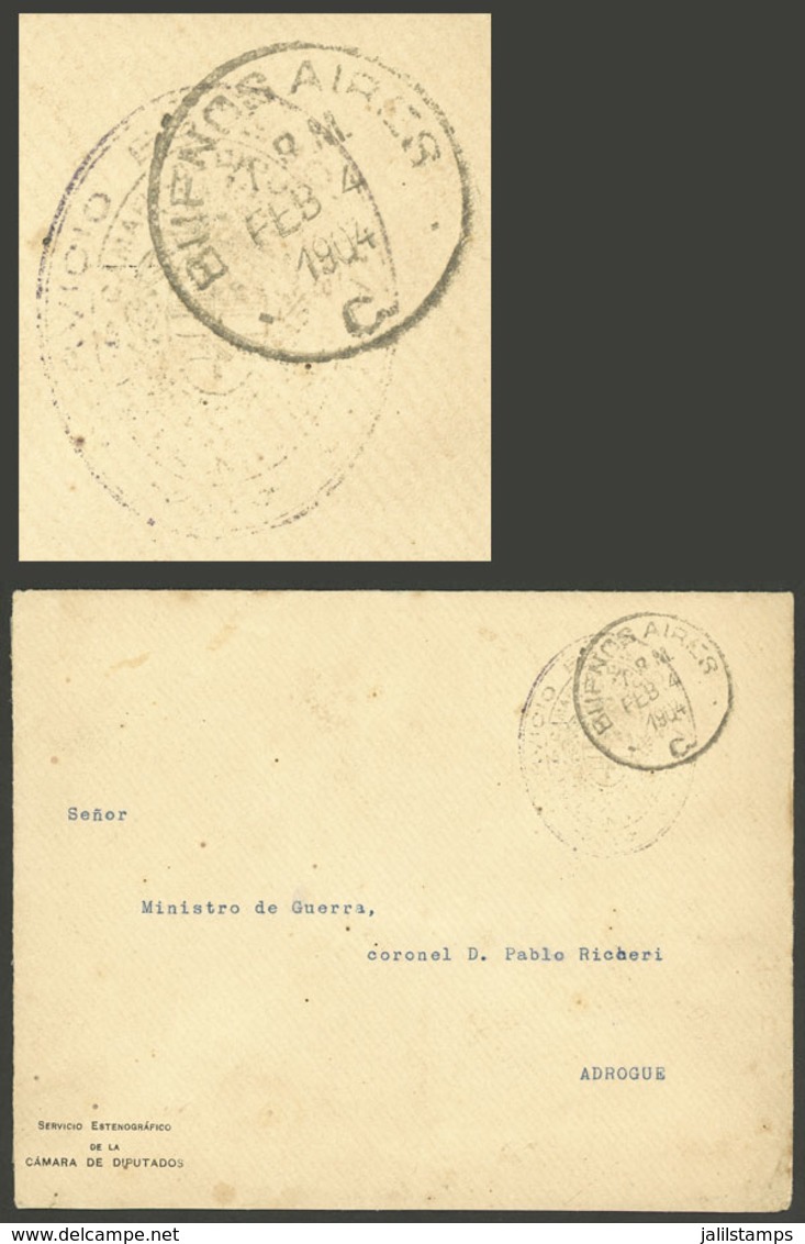 ARGENTINA: 4/FE/1904: Buenos Aires - Adrogué, Cover With Cachet Of The Chamber Of Deputies, With Free Frank Mark, VF Qua - Lettres & Documents