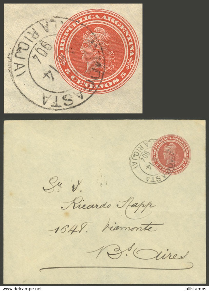 ARGENTINA: 5c. Stationery Envelope Sent To Buenos Aires On 14/AP/1904, With Datestamp Of AYMOGASTA (La Rioja), On Back " - Brieven En Documenten