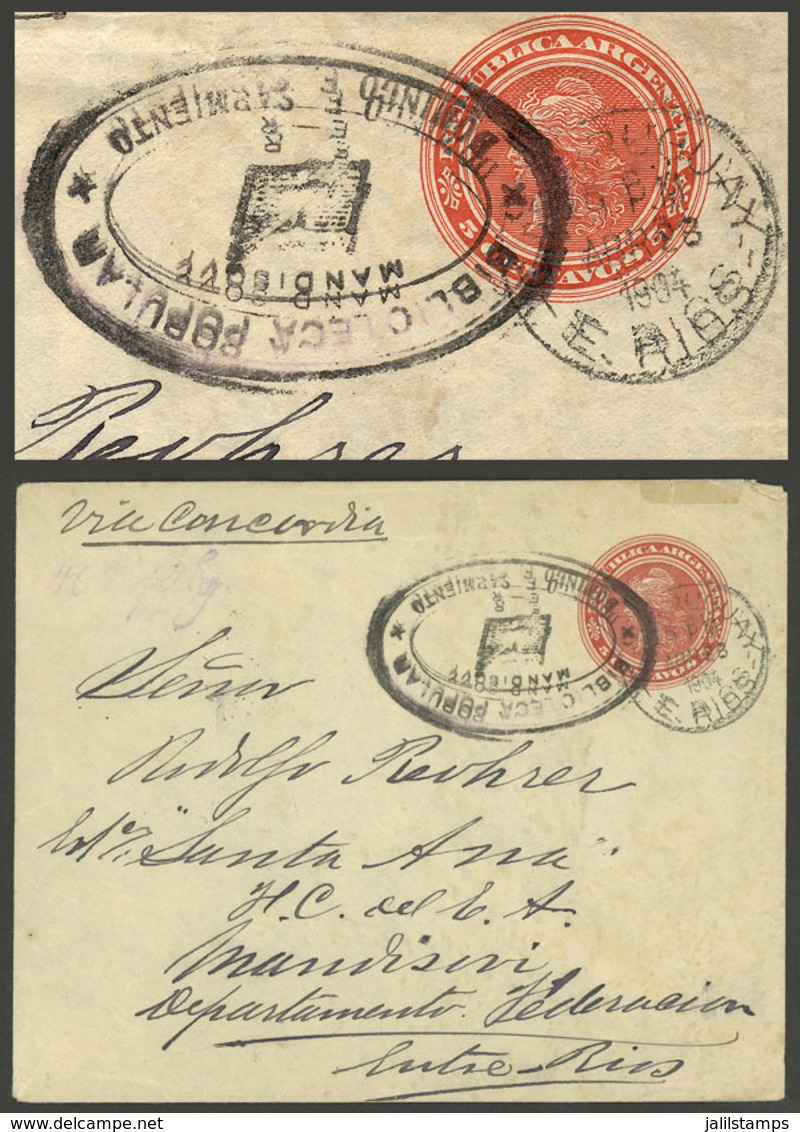 ARGENTINA: 23/AP/1904: Gualeguay - Estancia Santa Ana, MANDISOVÍ  (Entre Ríos), 5c. Stationery Envelope With Transit Mar - Lettres & Documents