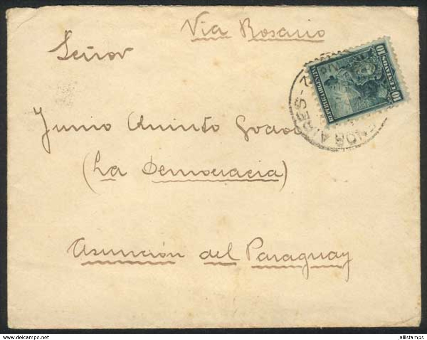ARGENTINA: Cover Franked By GJ.224, Sent From Buenos Aires To ASUNCIÓN (Paraguay) On 26/JUL/1904. Very Fine Quality, Ver - Brieven En Documenten