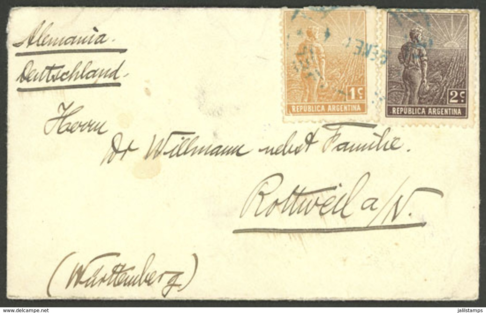 ARGENTINA: Circa 1905: Buenos Aires - Rottweil (Germany), Cover Franked With 1c And 2c. Plowman, VF Quality - Brieven En Documenten