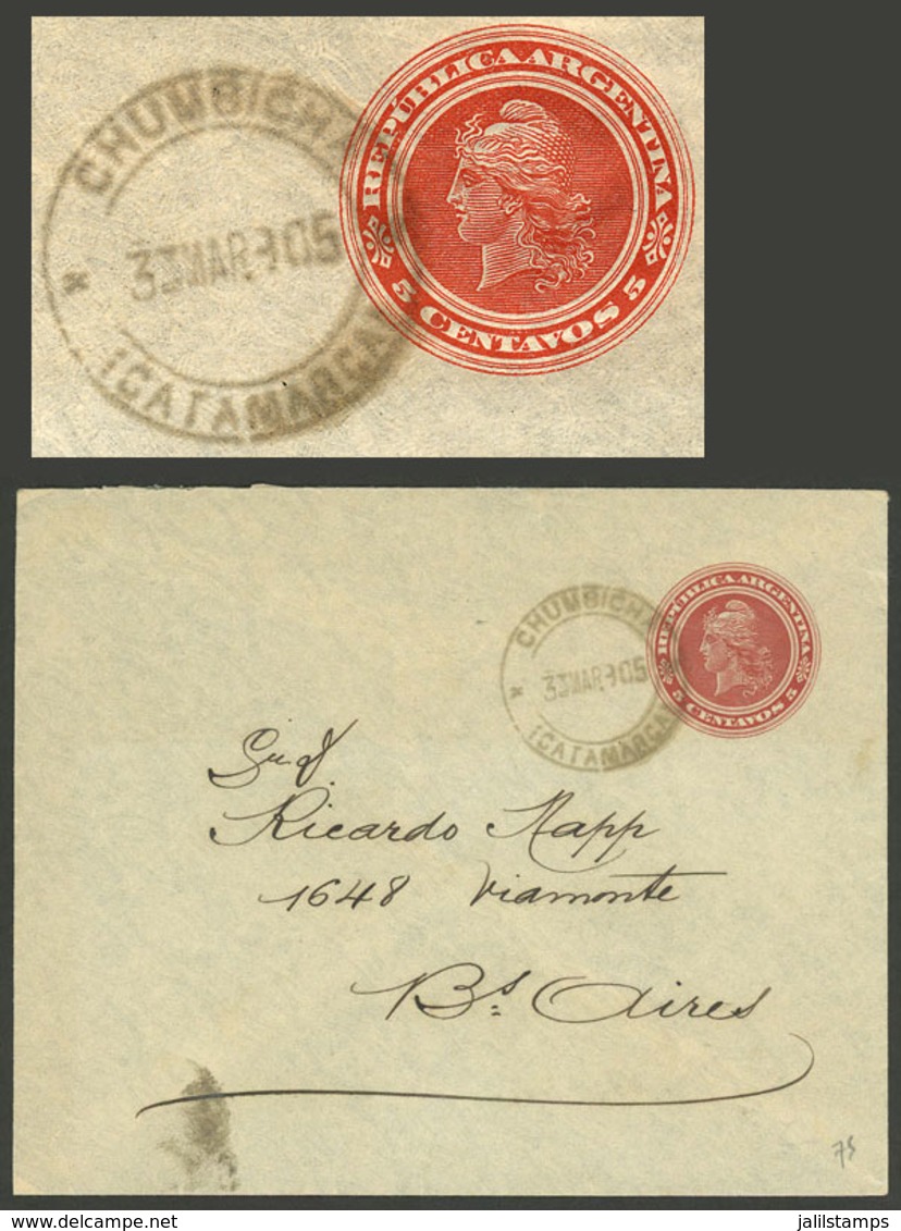 ARGENTINA: 5c. Stationery Envelope Sent To Buenos Aires On 3/MAR/1905, With Datestamp Of CHUMBICHA (Catamarca), VF Quali - Brieven En Documenten