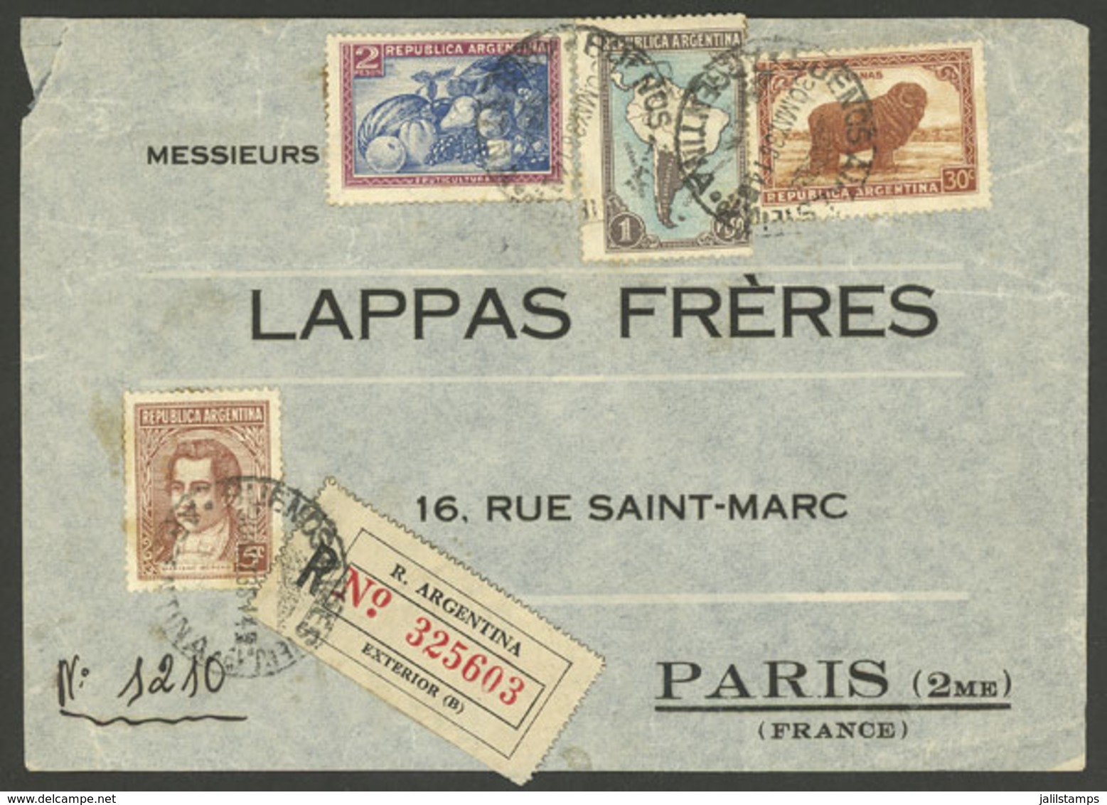 ARGENTINA: Registered Cover Sent From Buenos Aires To Paris On 30/MAY/1936, Franked With $3.35, VF Quality - Briefe U. Dokumente