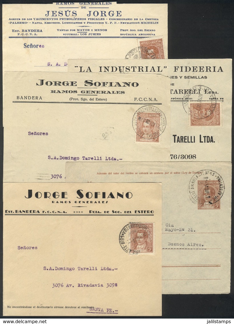 ARGENTINA: 5 Fronts Of Covers Used Between 1937 And 1939 Approx., With Cancels Of TRAVELING PO Nº 82, E137, 79, 81 And 4 - Briefe U. Dokumente