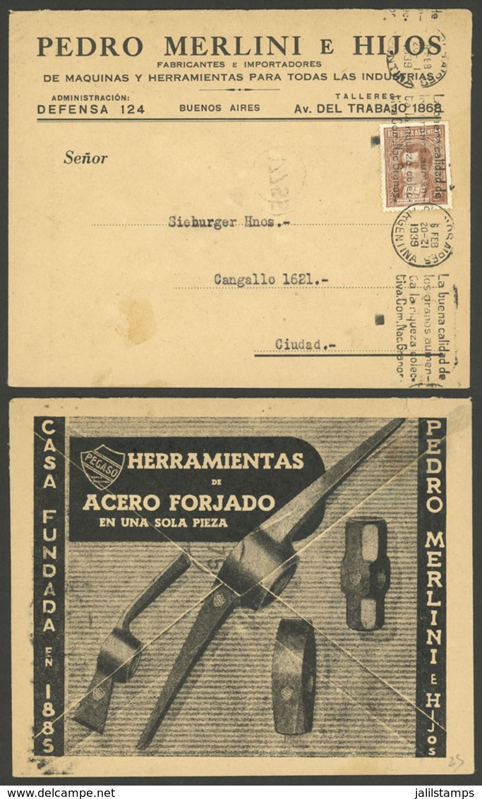 ARGENTINA: 6/FE/1939: Buenos Aires, Advertising Cover For Manufacturers Of Industrial Machinery, VF Quality - Briefe U. Dokumente