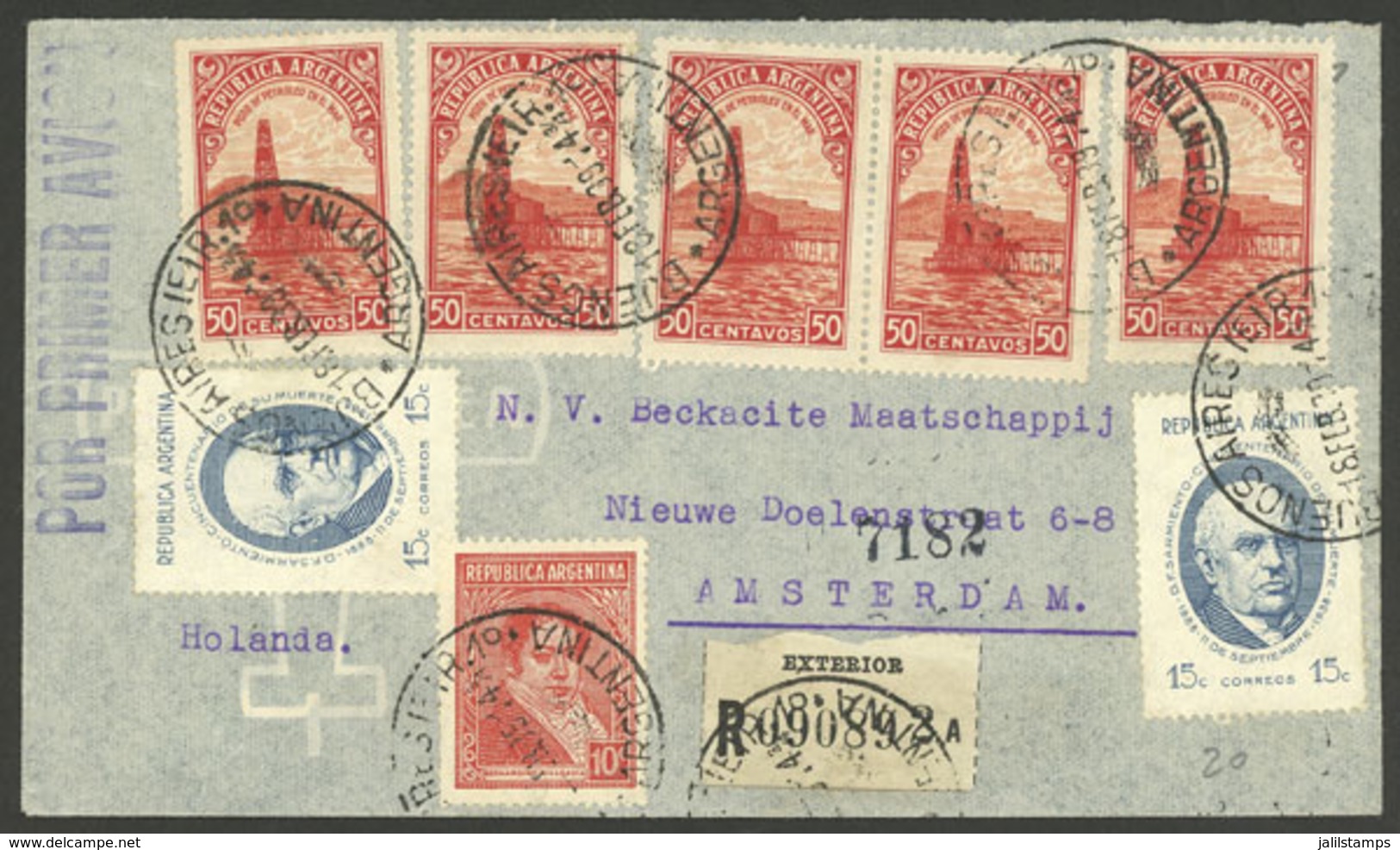 ARGENTINA: 18/FE/1939: Buenos Aires - Amsterdam, Airmail Cover Franked $2.90 With Several Stamps, VF Quality - Briefe U. Dokumente