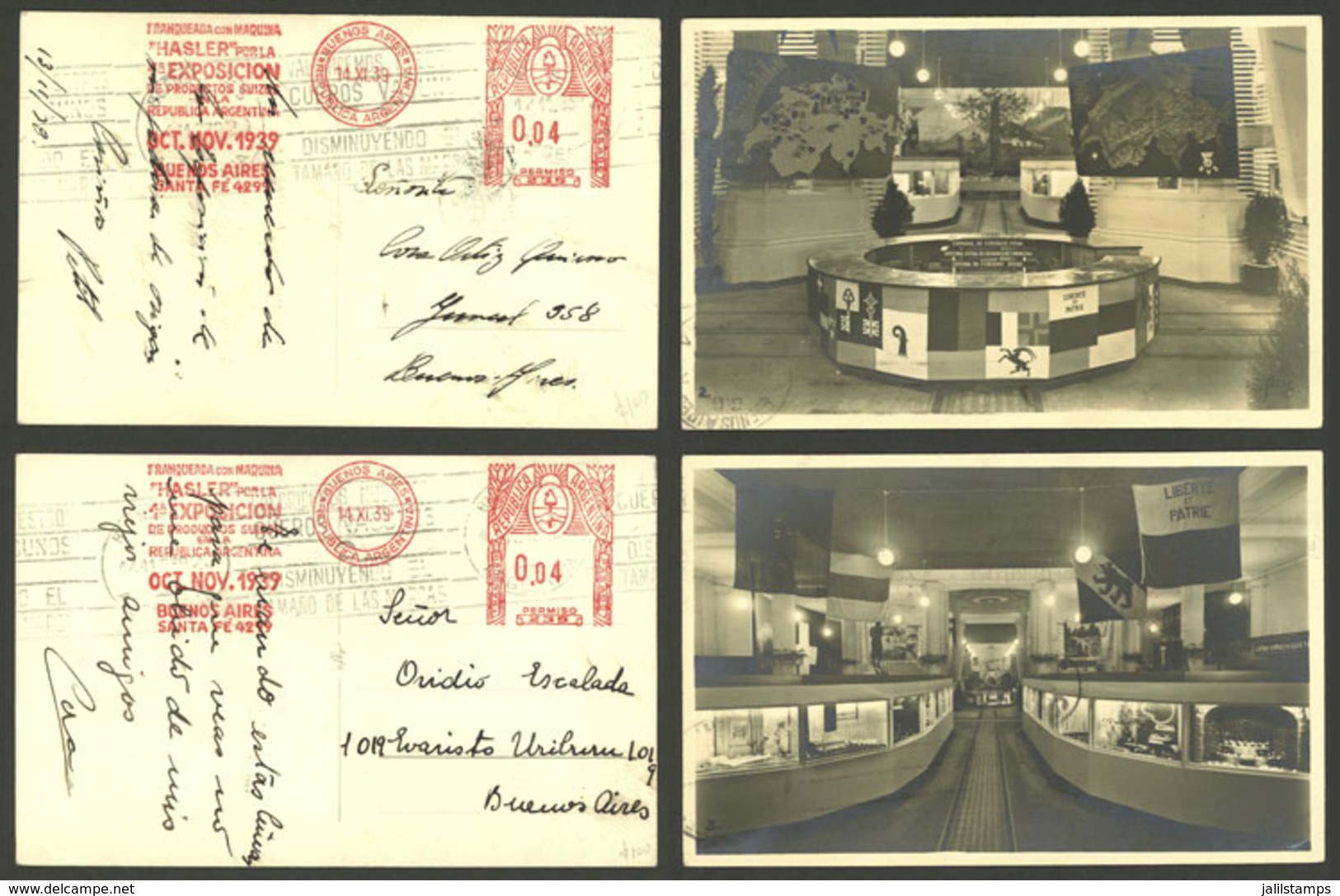 ARGENTINA: 2 PCs Used In Buenos Aires On 14/NO/1939, With Advertising Meter Postage: "Franked With Hasler Machine At The - Briefe U. Dokumente