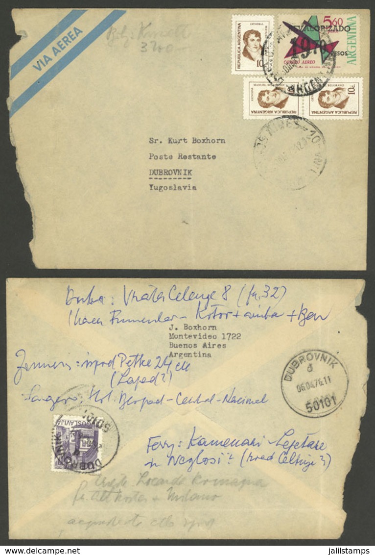 ARGENTINA: Cover Sent From Buenos Aires To Poste Restante In Dubrovnik (Yugoslavia) In AP/1976, Franked With $20, On Bac - Brieven En Documenten