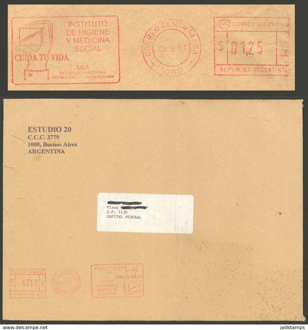 ARGENTINA: Cover Used In Buenos Aires On 8/SE/1997, With Meter Postage With Advertising For Institute Of Hygiene And Soc - Briefe U. Dokumente