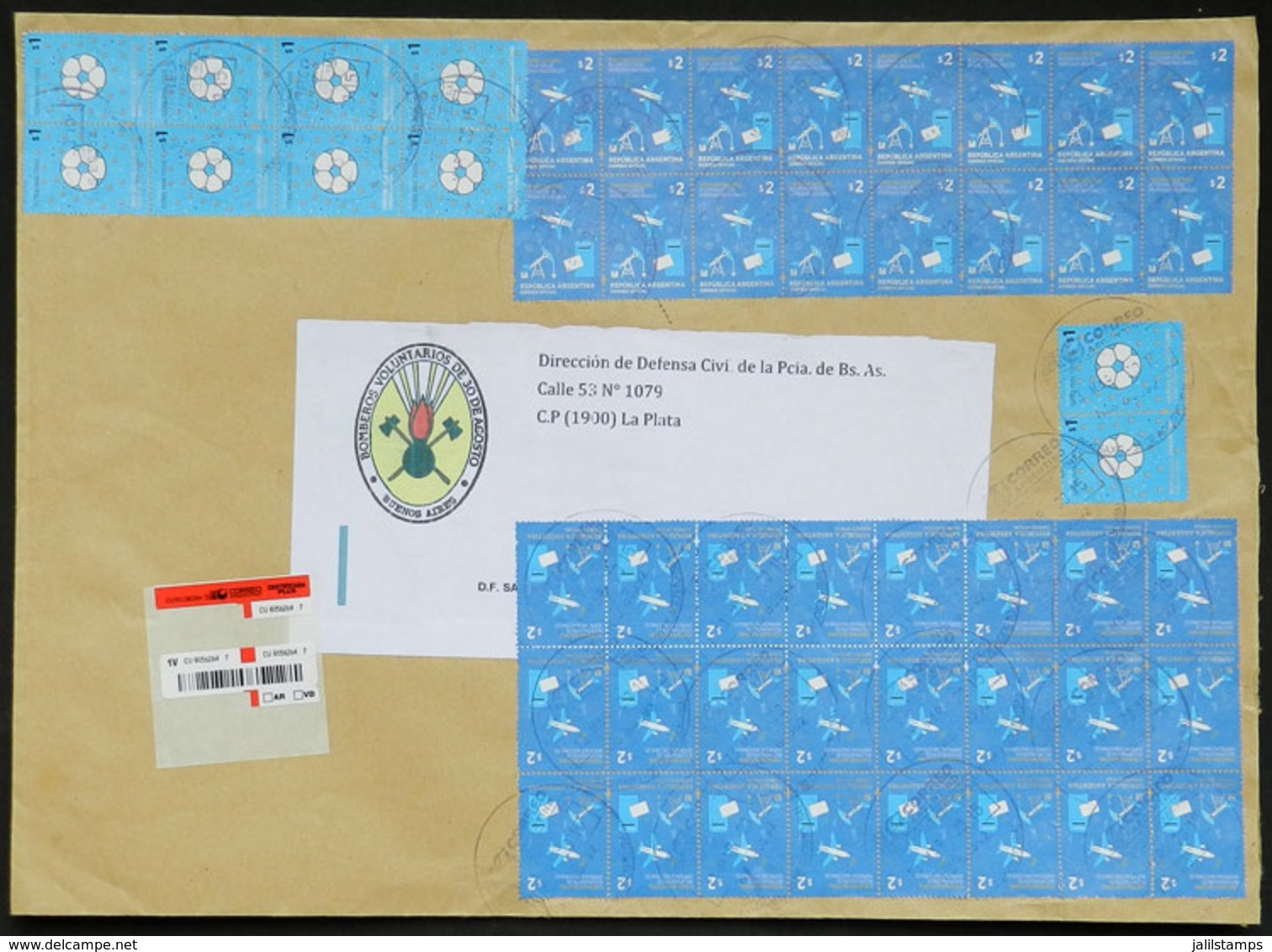 ARGENTINA: Registered Cover Sent From 30 De Agosto To La Plata On 13/MAR/2015, Franked With 10x $1 "Football For Everyon - Brieven En Documenten