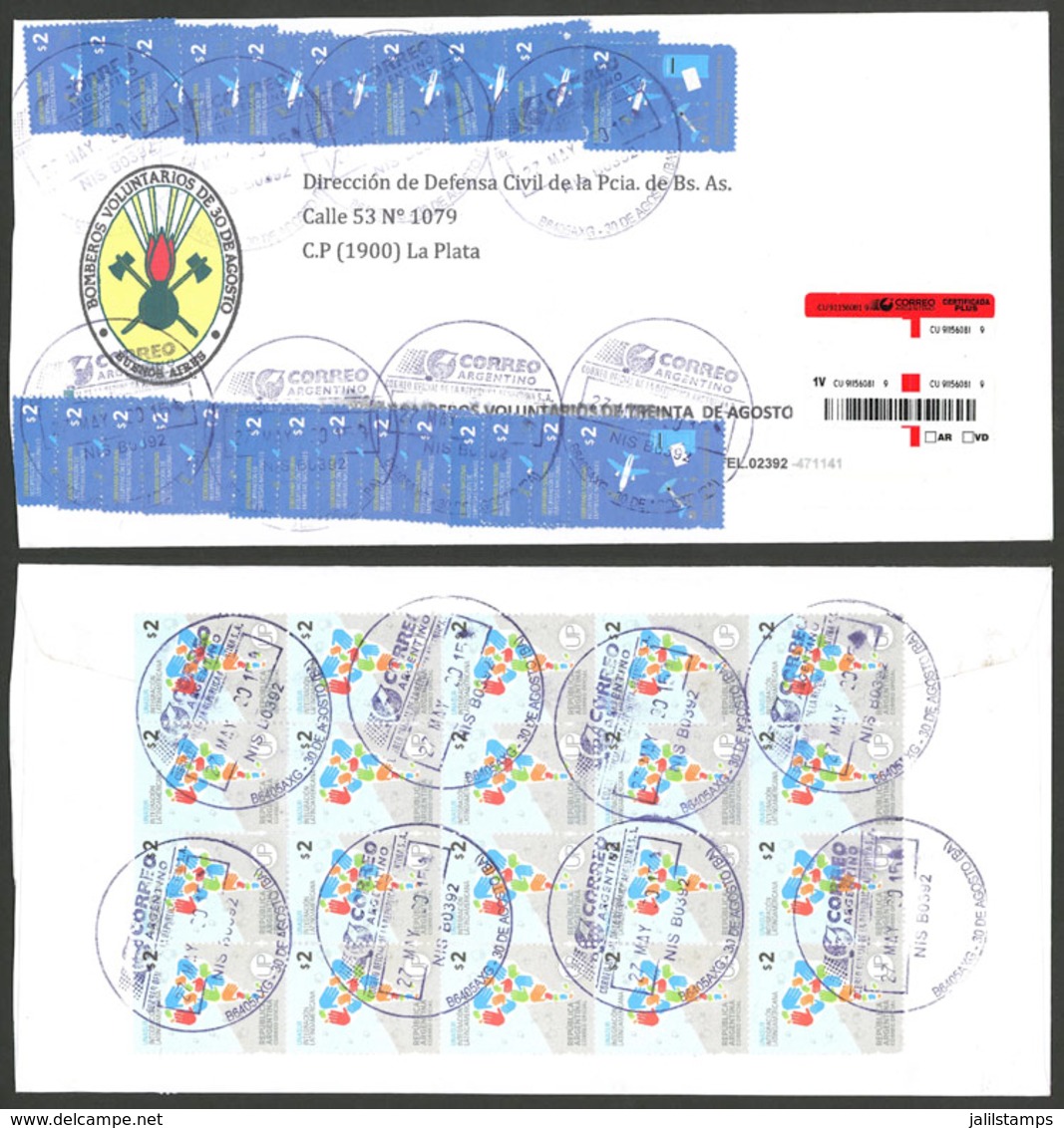 ARGENTINA: Registered Cover Sent From 30 De Agosto To La Plata On 27/MAY/2015, Franked With 24x $2 Recovery Of National  - Brieven En Documenten