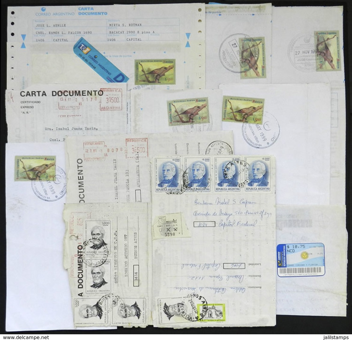 ARGENTINA: 11 Cartas Documento (registered Notifications) Used Betwen 1981 And 2003 - Collections, Lots & Séries