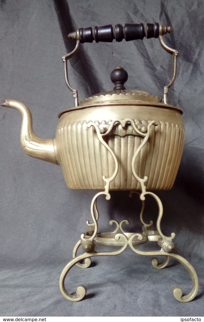 Théière Bouilloire William Soutter Son XIXème SWS & B Brass Teapot 19th - Cuivres